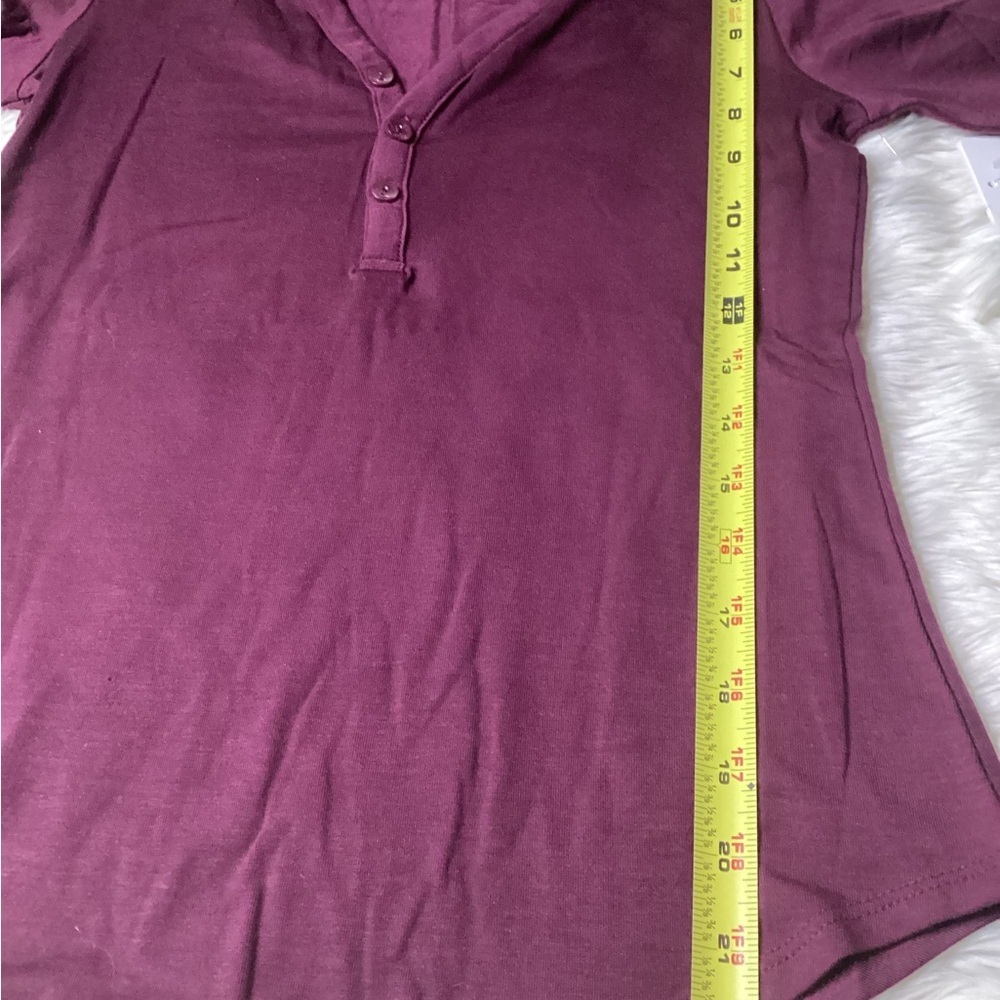 NEWT ATHLETA Burgundy Button-Up Top - Picture 6 of 12